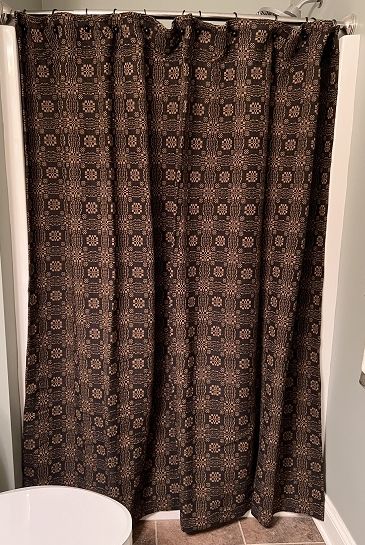 Gettysbury Black Mustard Woven Shower Curtain