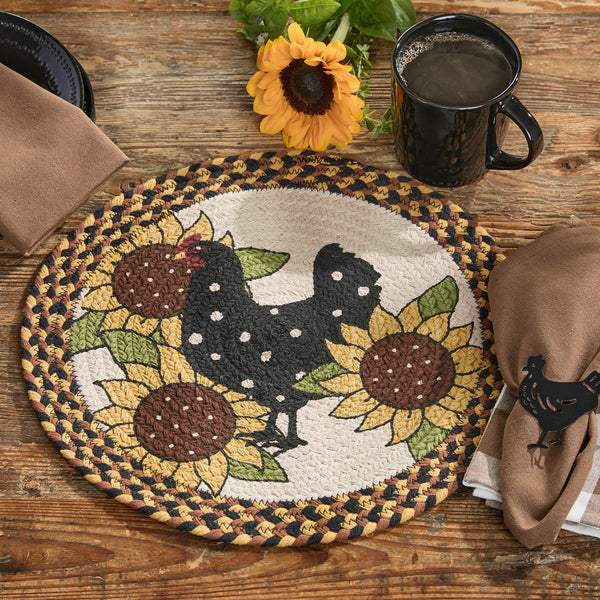 BWK Flexibele Ronde Placemat - Olifant Klimt in een Boom - Set van 1 Placemats - 50x50 BWK Flexibele Ronde Placemat - Olifant Klimt in een Boom - Set van 1 Placemats - 50x50