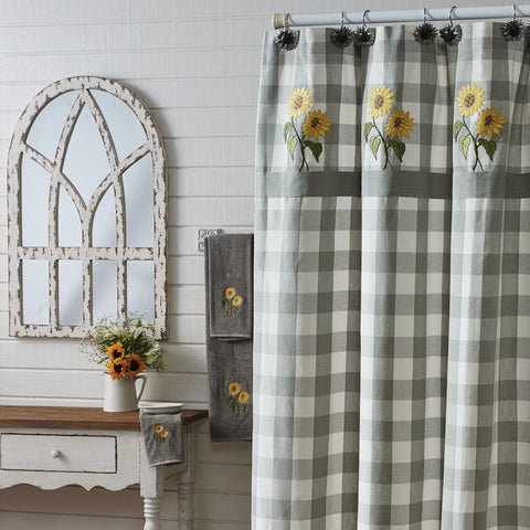 Wicklow Check Sunflower Embroidered Shower Curtain 72" x 72"