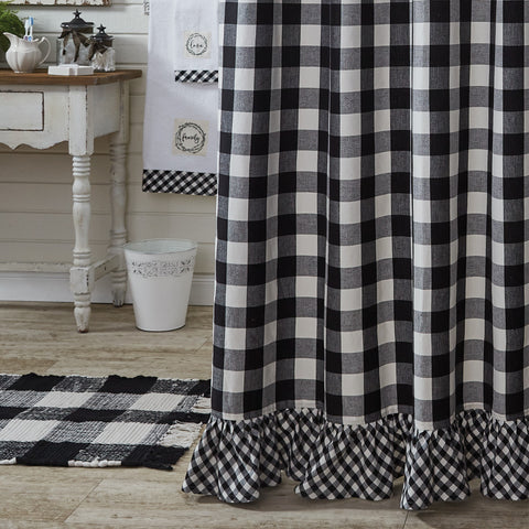 Wicklow Ruffled Shower Curtain 72" X 72" - Black/Cream  Colors: Black & White