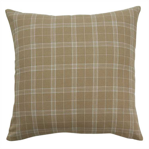 Fieldstone Plaid 20" Pillow - Cream - Polyester Fill Primitive Country Farmhouse Bedding