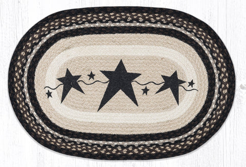 Primitive Stars Black, hand stenciled, black, brown and creams, art by Susan Burd. Primitive Country Farmhouse Home Decor.
