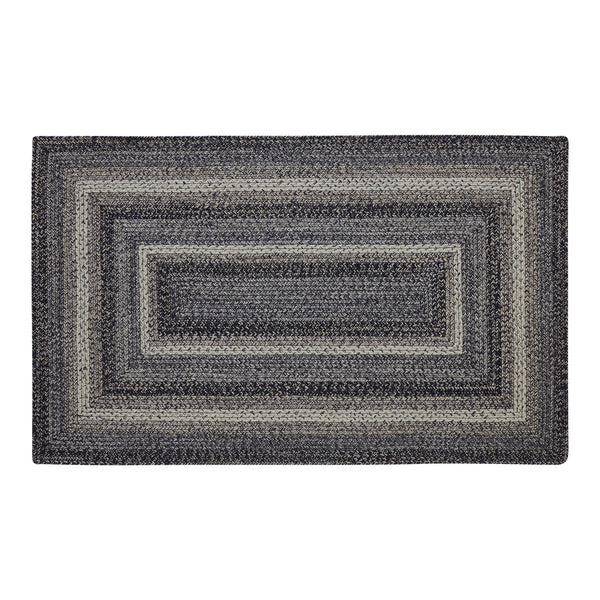 Sawyer Mill Black and Gray Braided Oval Rug with Included Rug Pad