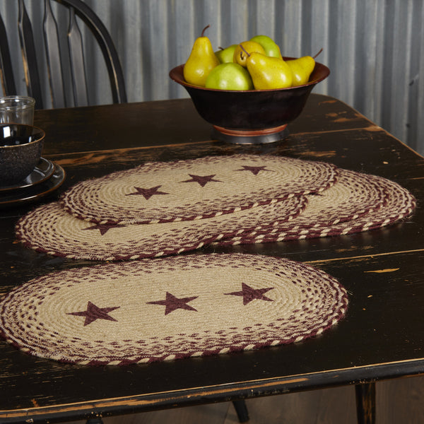 Burgundy and Tan Braided Stencil Stars Table Collection