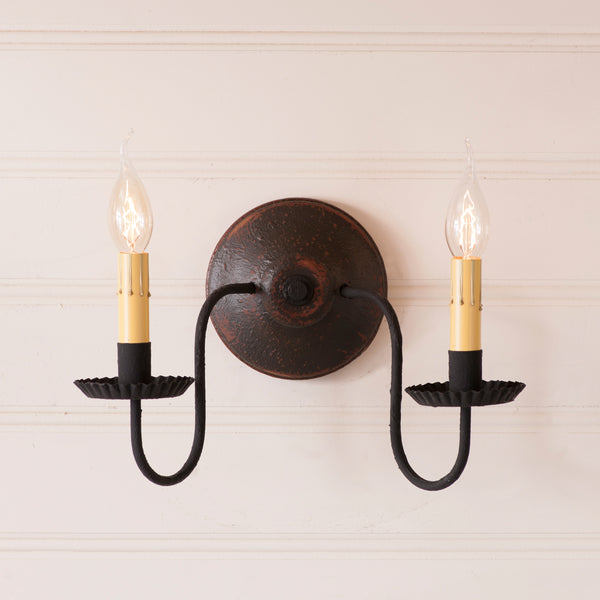 Ashford Sconce with textured paint, Primitive Country Farmhouse Style Lighting Window Home Bath Kitchen Décor & Accessories