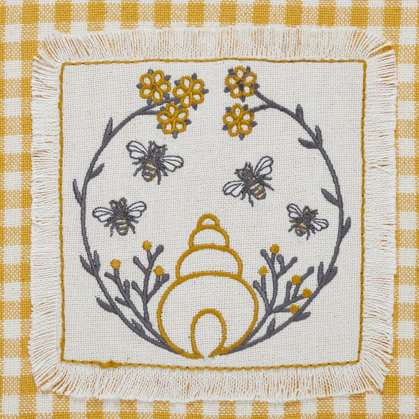 For A Well Dressed Kitchen Tea Towel, Embroidered, Bee Inspired - 1 towel