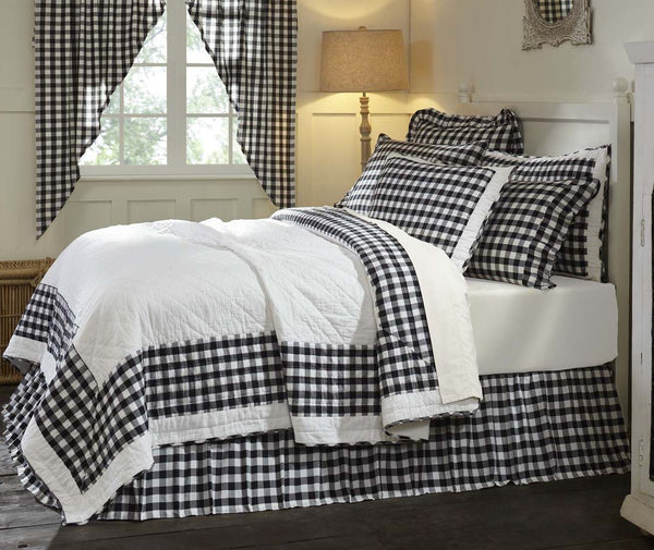 Annie Black Check Bedding, Black Country White Large Scale Check. Primitive Country Farmhouse Bedding Home Decor.