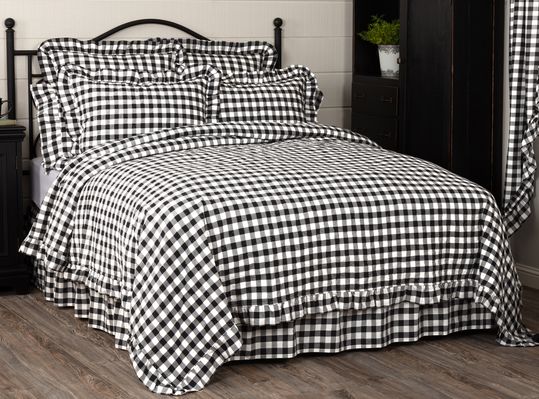 Annie Black Check Ruffled Bedding Collection