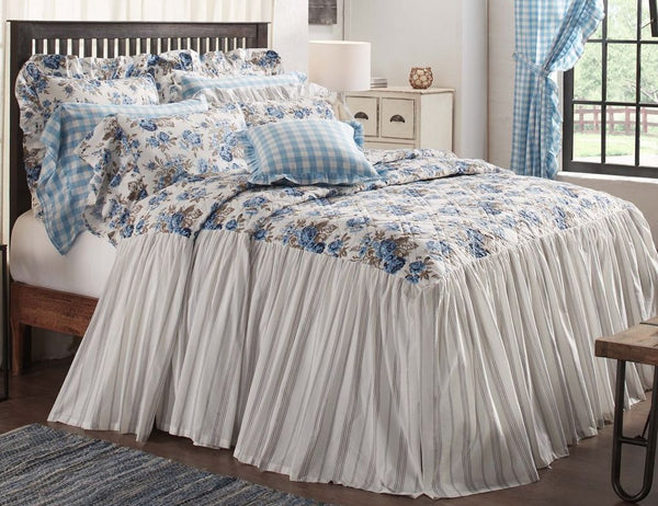 Annie Blue Floral Ruffled Coverlet Collection