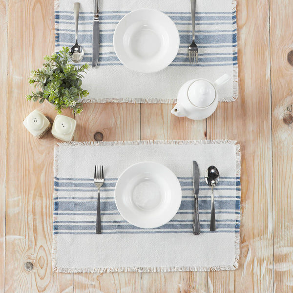 Antique White Blue Stripe Table Collection