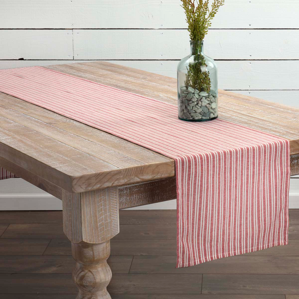 Classic Stripe Red Table Collection, Primitive Country Farmhouse Table Dining Kitchen Decor