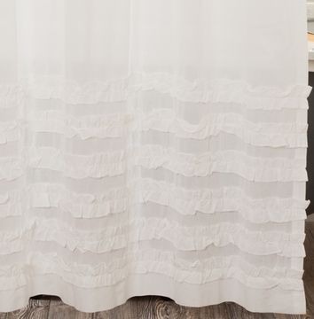 White Ruffled Sheer Shower Curtain