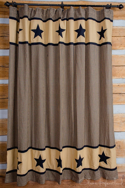 Colonial Star Black and Tan Shower Curtain