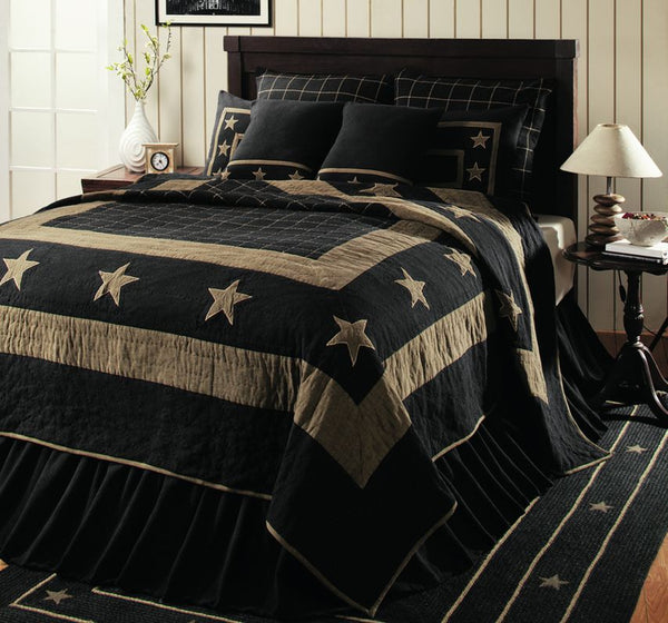 Burlap Star Black Bedding, Primitive Country Farmhouse Home Decor.