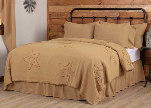 Burlap Natural Star Bedding, Primitive Country Farmhouse Bedding Home Decor.