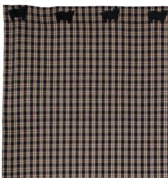 Cambridge Black Shower Curtain features black and tan plaid cotton fabric. Primitive Country Farmhouse Bath Bathroom Home Decor.