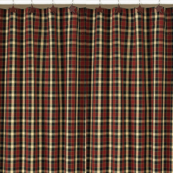 Concord Shower Curtain,  features a stunning cranberry, black & cream plaid design that will enhance your bathroom decor! A real country charmer!