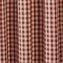 Crochet Gingham Garnet Shower Curtain Garnet and Tan Check. Primitive Country Farmhouse Bathroom Bath Home Decor.