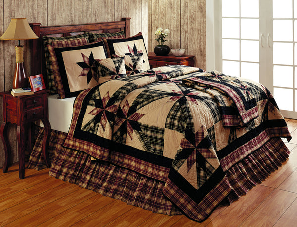 Heritage Collection Bedding Quilt burgundy, black, and cream Plaid Primitive Country Farmhouse Home Decor.