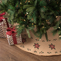 Jute Burlap Poinsettia Collection Christmas Holiday Table Stocking Tree Skirt Primitive Country Farmhouse Decor