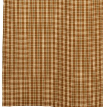 Cambridge Mustard Shower, mustard tan plaid cotton fabric. Primitive Country Farmhouse Bath Bathroom Home Decor.