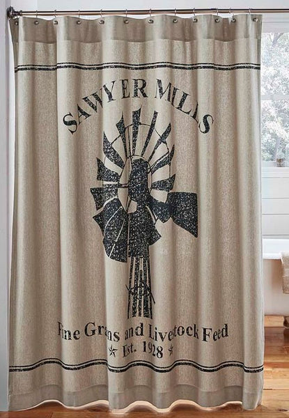Sawyer Mill Charcoal Windmill Shower Curtain