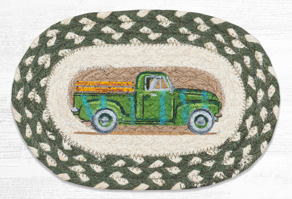 OMSP-338 Vintage Green Truck Printed Oval Swatch 7.5"x11"