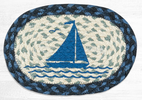 OMSP-443 Sailboat Printed Oval Swatch 7.5"x11"
