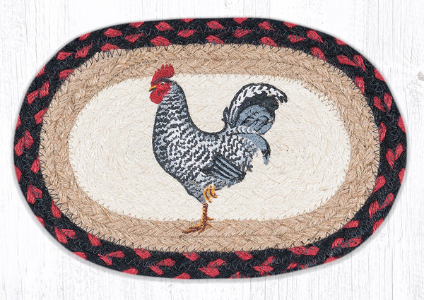 OMSP-602 Black & White Rooster Printed Oval Swatch 7.5"x11"