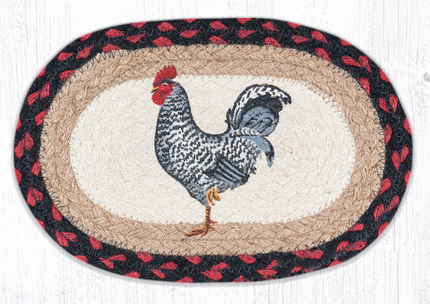 OMSP-602 Black & White Rooster Printed Oval Swatch 7.5"x11"