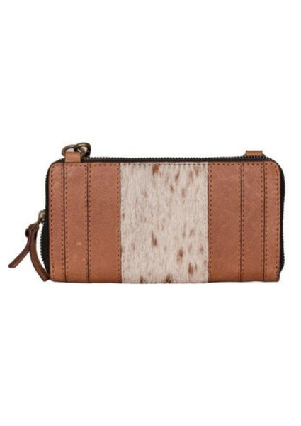 HARPER GENUINE COWHIDE CONVERTIBLE CROSSBODY, CARAMEL