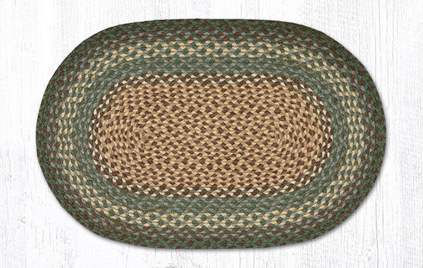C-13 Dark Green Oval Braided Rug 20"x30"