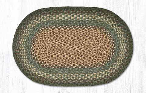 C-13 Dark Green Oval Braided Rug 20"x30"
