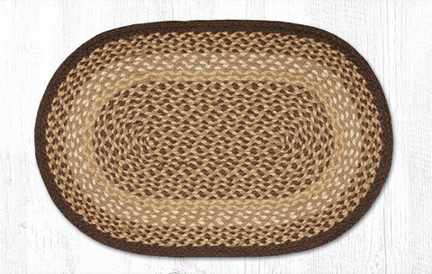 C-17 Chocolate/Natural Oval Braided Rug 20"x30"