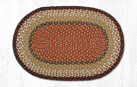C-19 Burgundy/Mustard Oval Braided Rug 20"x30"