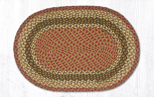 C-24 Olive/Burgundy/Gray Oval Braided Rug 20"x30"