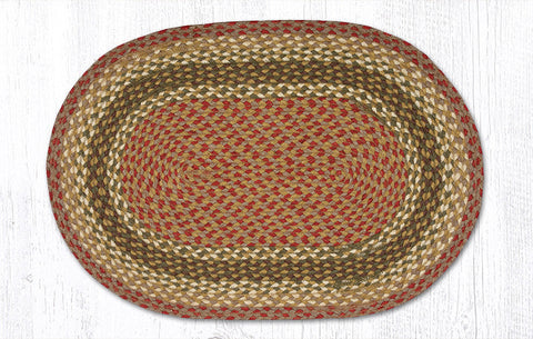 C-24 Olive/Burgundy/Gray Oval Braided Rug 20"x30"