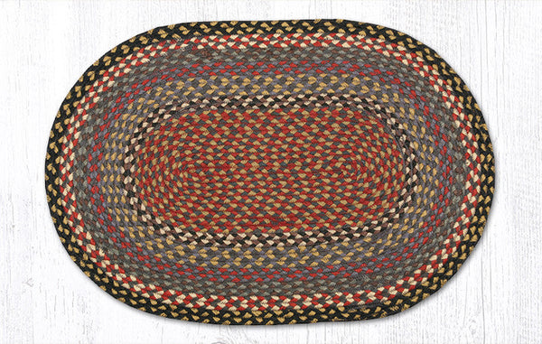 C-43 Burgundy/Blue/Gray Oval Braided Rug 20"x30"