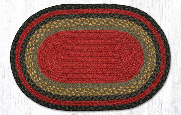 C-238 Burgundy/Olive/Charcoal Oval Braided Rug 20"x30"