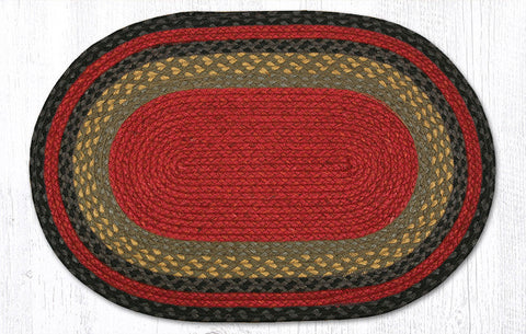 C-238 Burgundy/Olive/Charcoal Oval Braided Rug 20"x30"