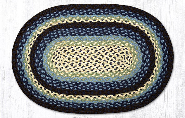 C-312 Blueberry/Cream Oval Braided Rug 20"x30"