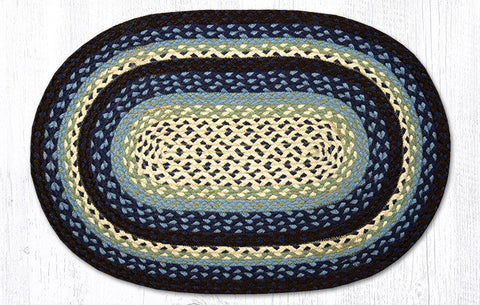 C-312 Blueberry/Cream Oval Braided Rug 20"x30"