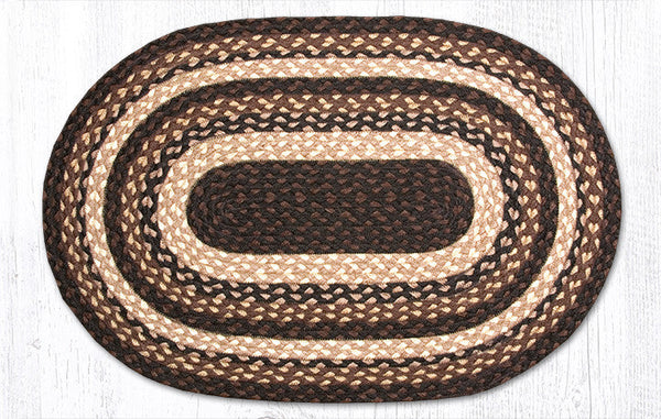 C-313 Mocha/Frappuccino Oval Braided Rug 20"x30"