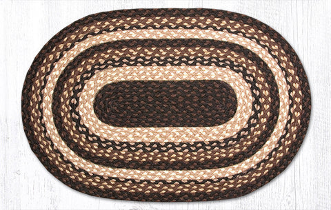 C-313 Mocha/Frappuccino Oval Braided Rug 20"x30"