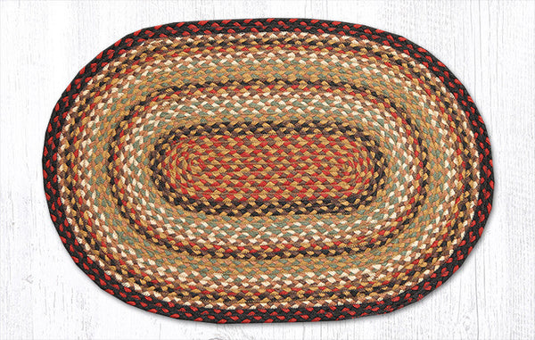 C-319 Burgundy/Mustard/Ivory Oval Braided Rug 20"x30"