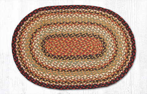 C-319 Burgundy/Mustard/Ivory Oval Braided Rug 20"x30"