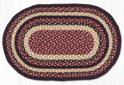 C-344 Burgundy/Black/Tan Oval Braided Rug 20"x30"