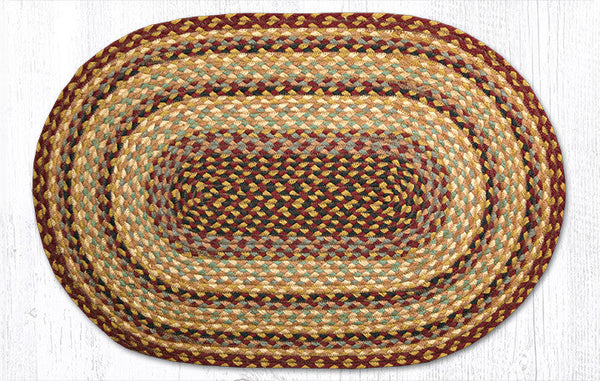 C-357 Burgundy/Gray/Cream Oval Braided Rug 20"x30"
