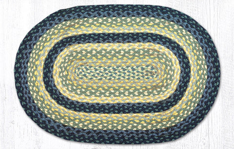 C-362 Breezy Blue/Taupe/Ivory Oval Braided Rug 20"x30"