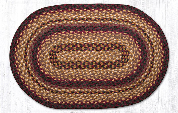 C-371 Black Cherry/Chocolate/Cream Oval Braided Rug 20"x30"